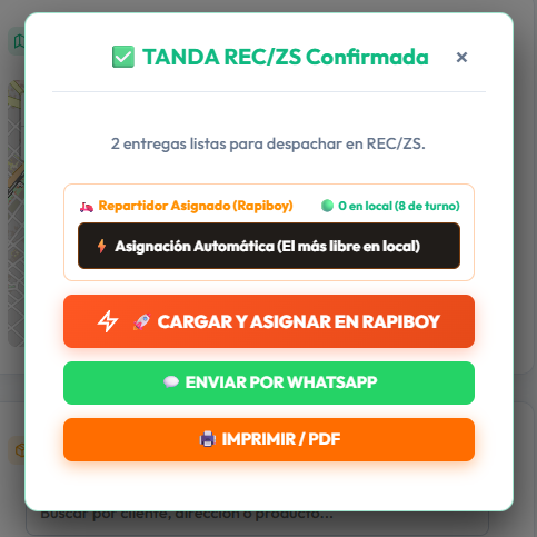 Confirmación de tanda lista para despachar