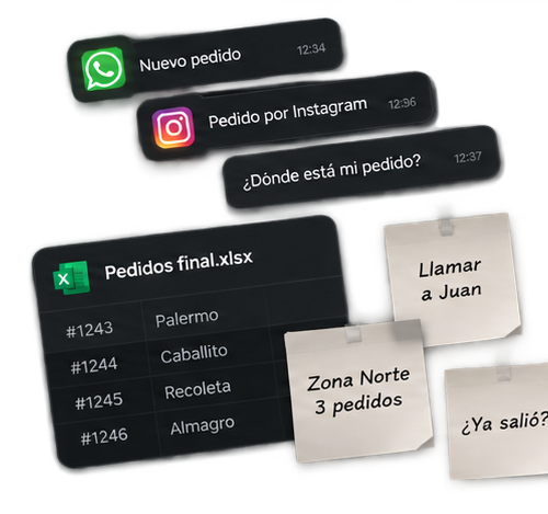 Pedidos dispersos entre chats, planillas y notas